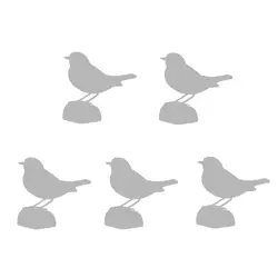 5 small wooden birds